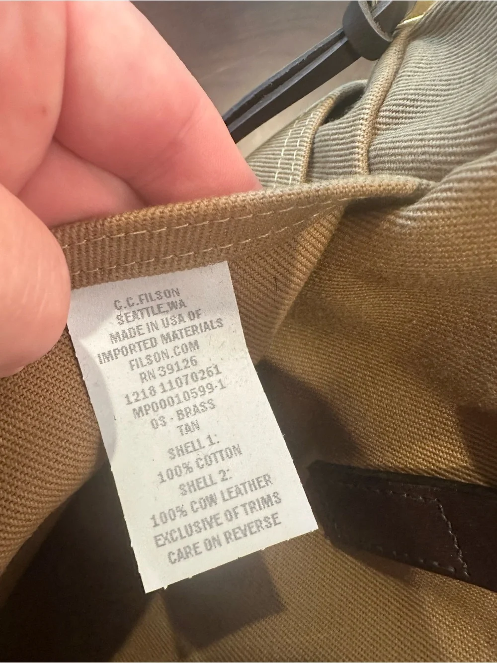 Filson Tan Canvas Laptop Briefcase with Brown Leather Straps